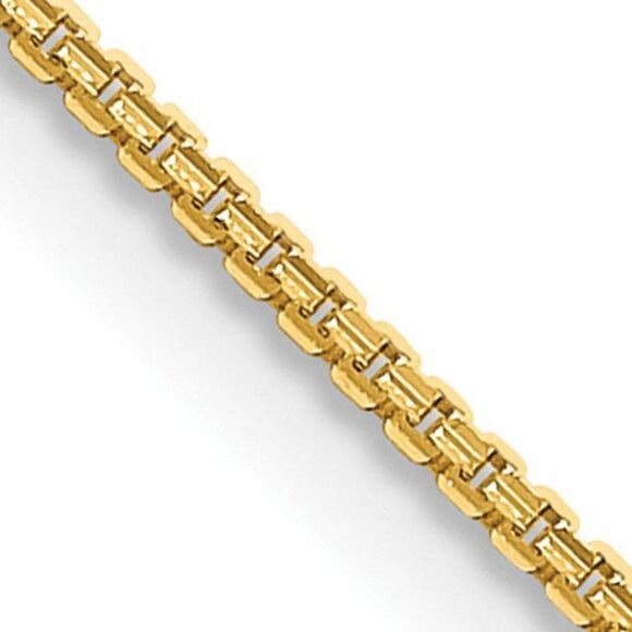 1.5mm 14K Yellow Gold Solid Concave Box Chain Necklace 24 Inch